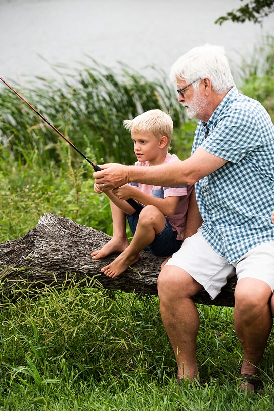 Old Man With Boy Fishing
